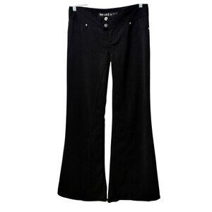 Y2K Vintage Mudd Low Rise Black Flare Wide Leg Pants Sz. 9 Silver Tone Buttons